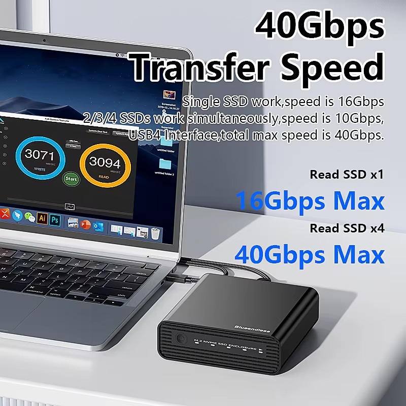 알루미늄 M2 4베이 USB4 외장 NVME SSD 케 - Case Fans 리뷰 및 가격