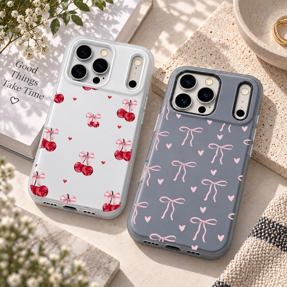 귀여운 핑크색 하트 리본 디자인의 아이폰 18, 17, - Matte Pc Case 리뷰 및 가격