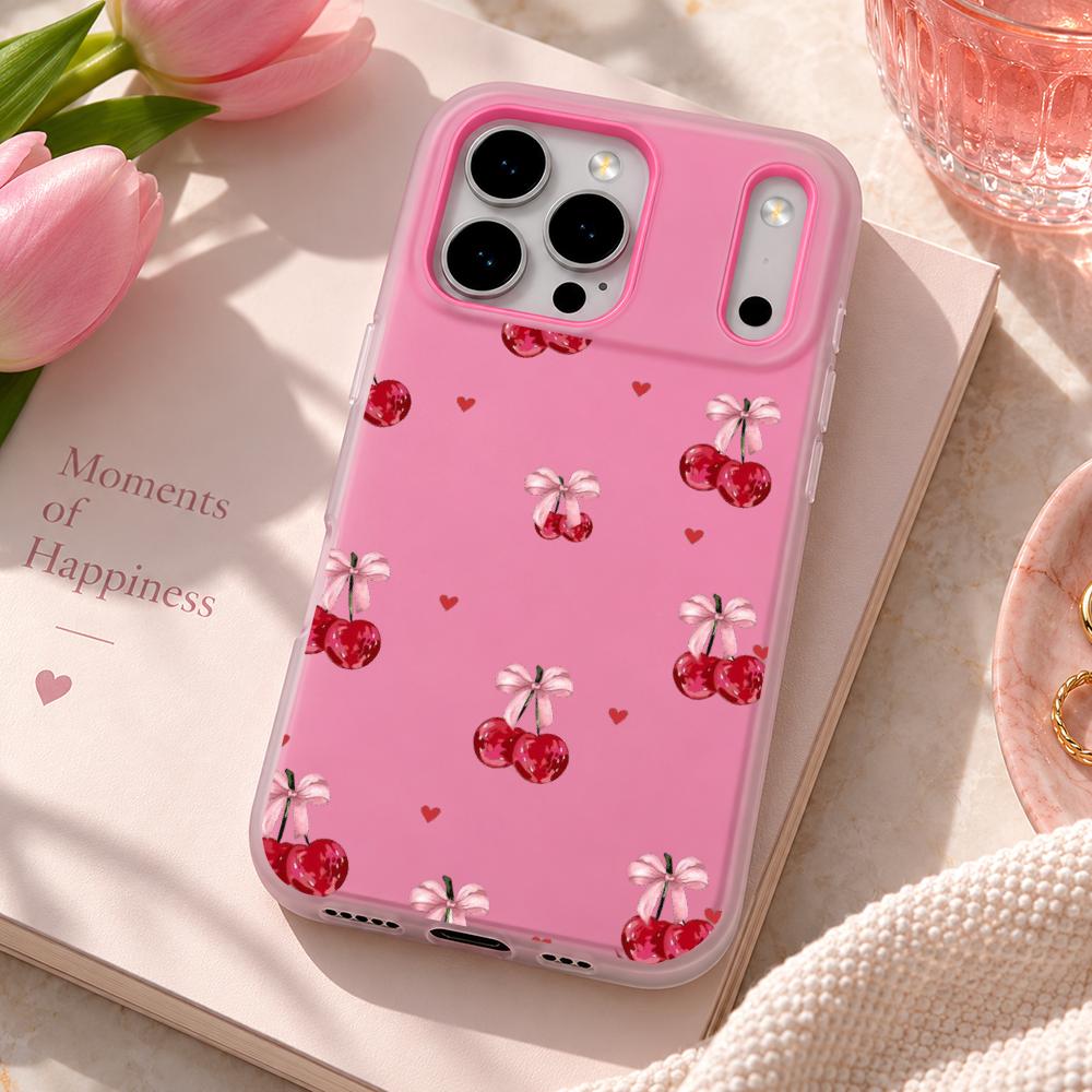 귀여운 핑크색 하트 리본 디자인의 아이폰 18, 17, - Matte Pc Case 리뷰 및 가격