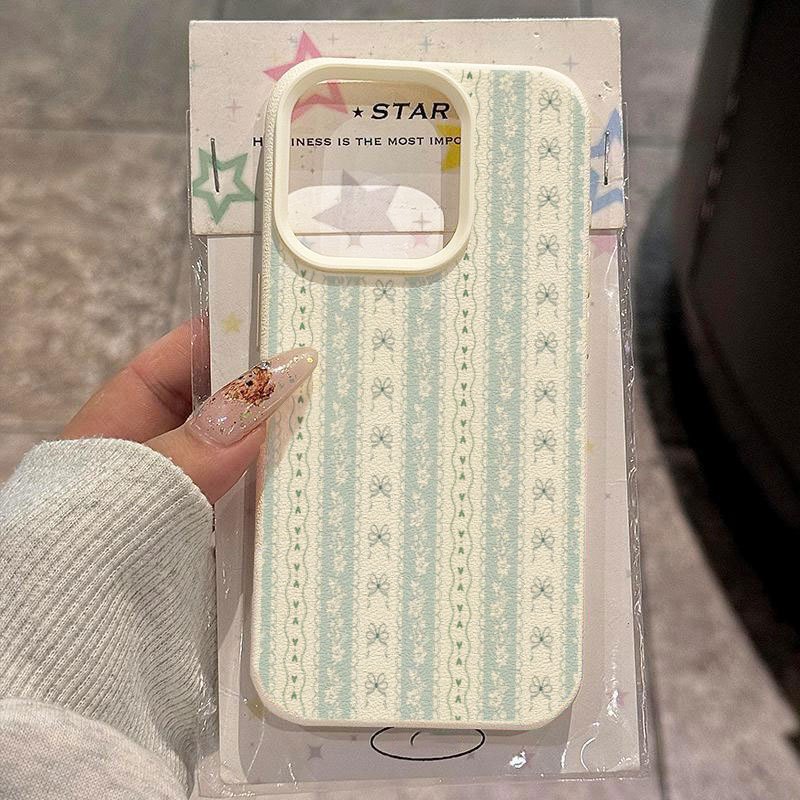 신선한 연녹색 리본 레이스 스트라이프 폰 케이스, 무광 - Matte Pc Case 리뷰 및 가격