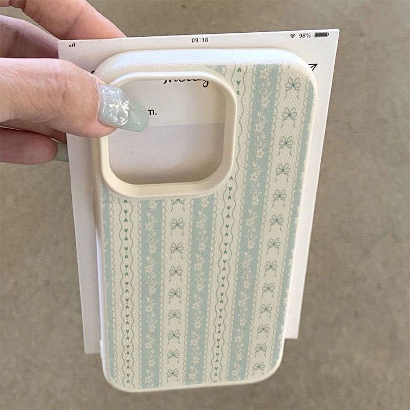 신선한 연녹색 리본 레이스 스트라이프 폰 케이스, 무광 - Matte Pc Case 리뷰 및 가격