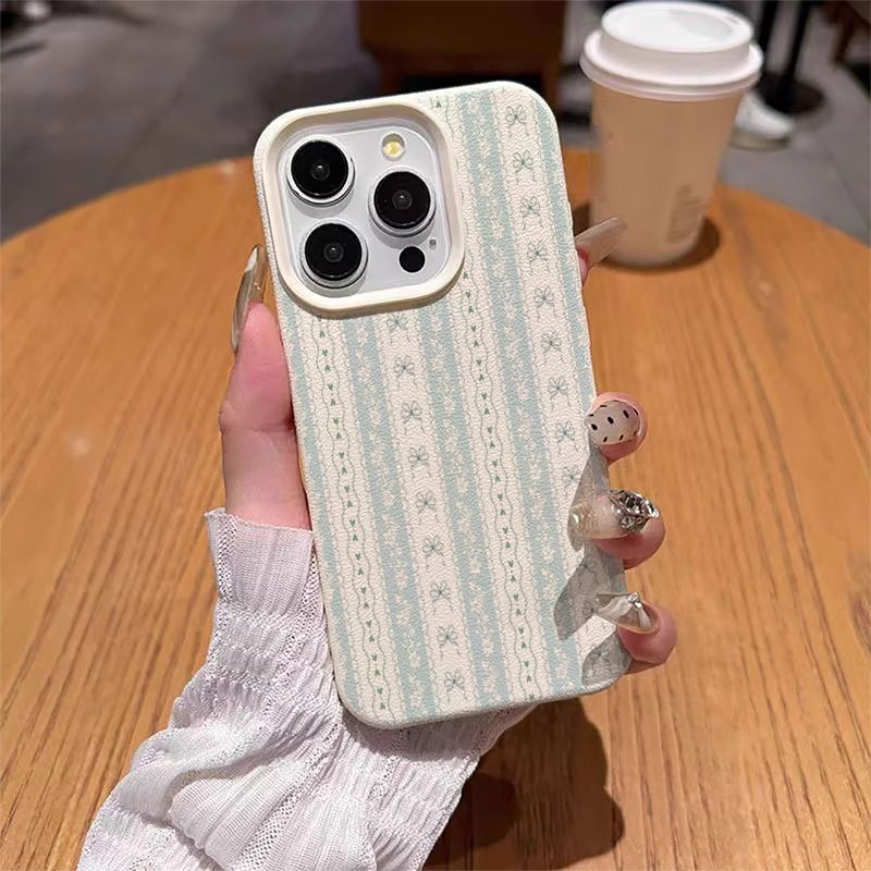 신선한 연녹색 리본 레이스 스트라이프 폰 케이스, 무광 - Matte Pc Case 리뷰 및 가격